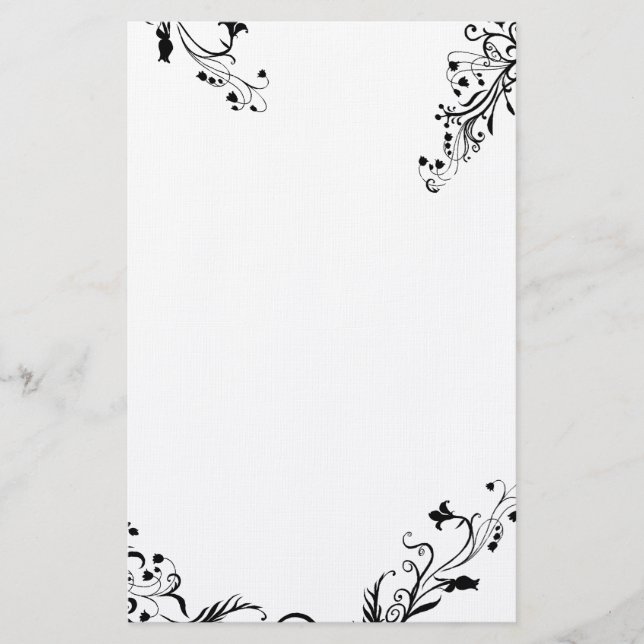 Abstraktes schwarzes Blumengeschirr Briefpapier (Vorderseite)