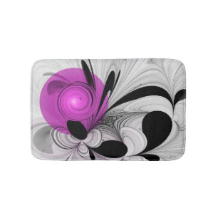 Abstraktes Schwarzes Grau mit Magenta Fraktal Kuns Badematte