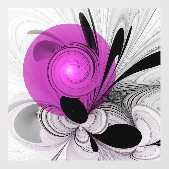 Abstraktes Schwarzes Grau mit Magenta Fraktal Kuns Fensteraufkleber (Blatt)