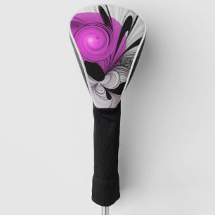 Abstraktes Schwarzes Grau mit Magenta Fraktal Kuns Golf Headcover