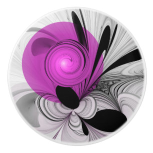 Abstraktes Schwarzes Grau mit Magenta Fraktal Kuns Keramikknauf