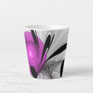 Abstraktes Schwarzes Grau mit Magenta Fraktal Kuns Milchtasse