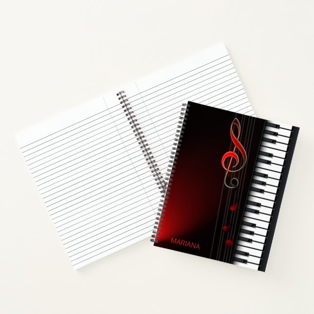 Abstraktes schwarzes Piano und Clef Notizbuch (Innenseite)