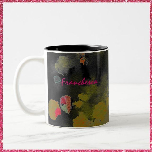 Abstraktes Schwarzes Rosa und Gold Zweifarbige Tasse (Von Creator hochgeladen)