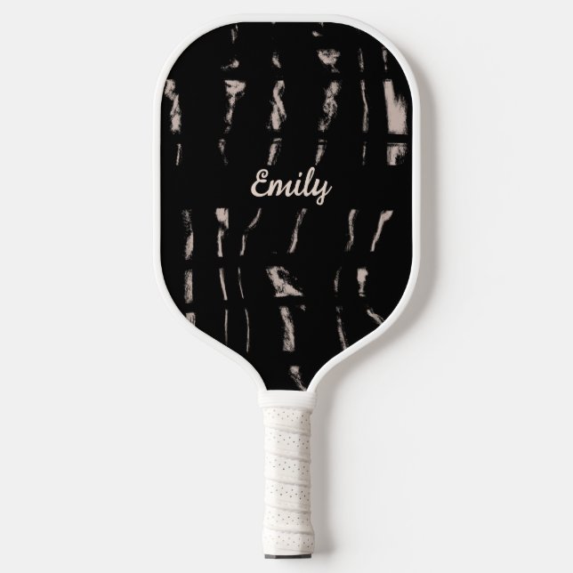 Abstraktes Schwarzes Skript Name Pickleball Paddle (Vorderseite)