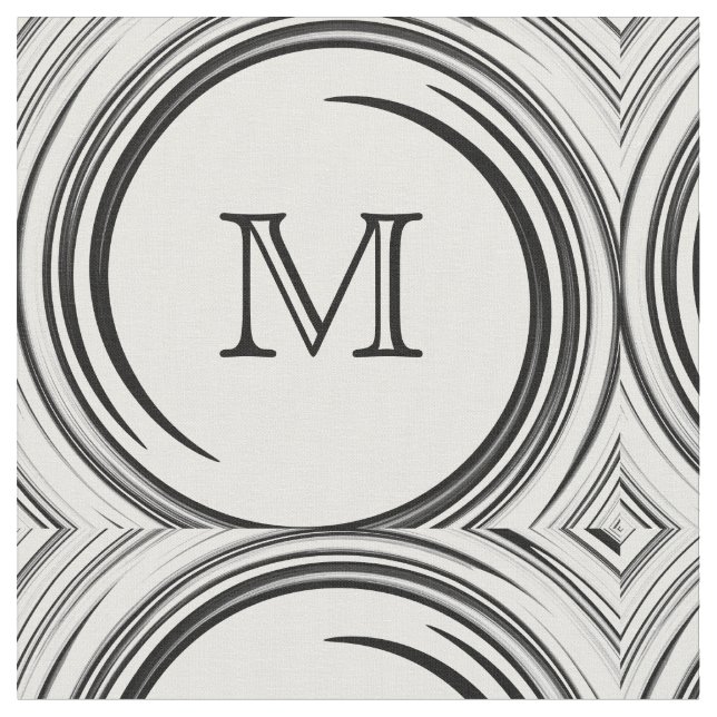 Abstraktes Schwarzes Swirl Monogramm #2 Stoff (Nahaufnahme)