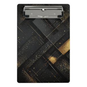 Abstraktes schwarzes und goldenes geometrisches De Mini Klemmbrett