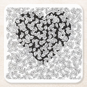 Abstraktes Schwarzherz-Blatt-Doodle-Muster-Party S Rechteckiger Pappuntersetzer