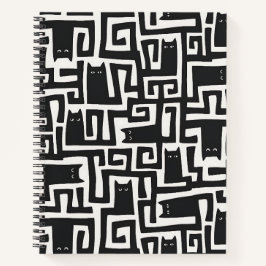 Abstraktes Schwarzkatzen-Muster-Notizbuch Journal Notizbuch