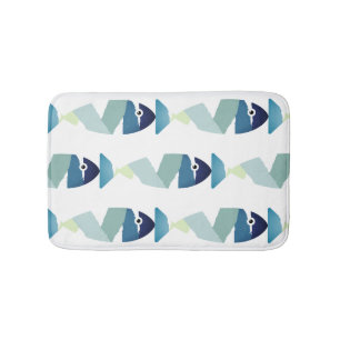Abstraktes Schwimmen Blauer Fisch Badematte