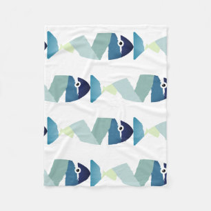 Abstraktes Schwimmen Blauer Fisch Fleecedecke
