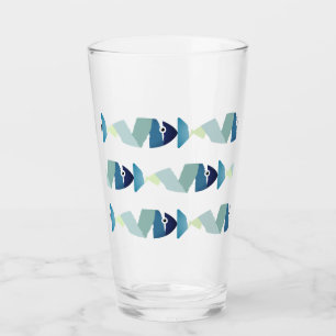 Abstraktes Schwimmen Blauer Fisch Glas
