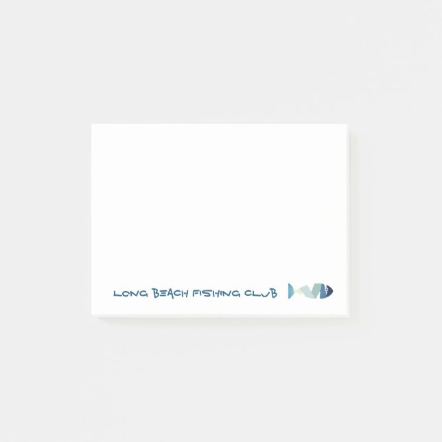 Abstraktes Schwimmen Blauer Fisch Post-it Klebezettel (Vorderseite)