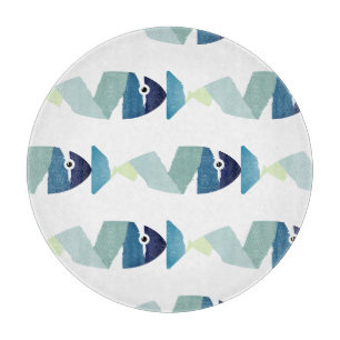 Abstraktes Schwimmen Blauer Fisch Schneidebrett
