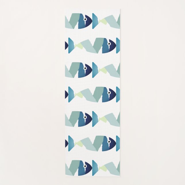 Abstraktes Schwimmen Blauer Fisch Yogamatte (Vorderseite)
