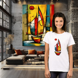 Abstraktes Segelboot | Expressionistische Nautilku T-Shirt