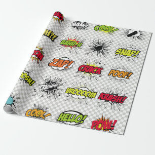 abstraktes Set von Pop-Kunstobjekten auf einem spe Geschenkpapier