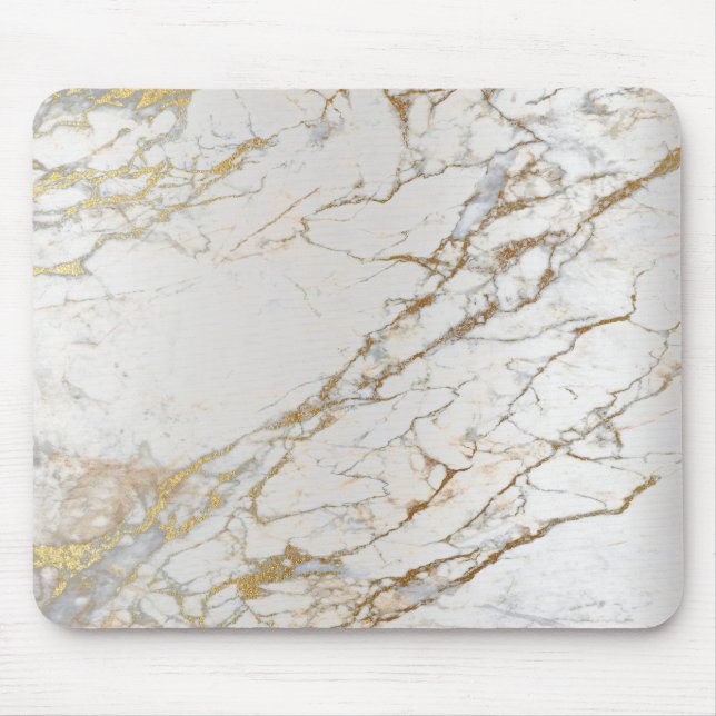 Abstraktes Silbergoldgraues Marmor Mousepad (Vorne)