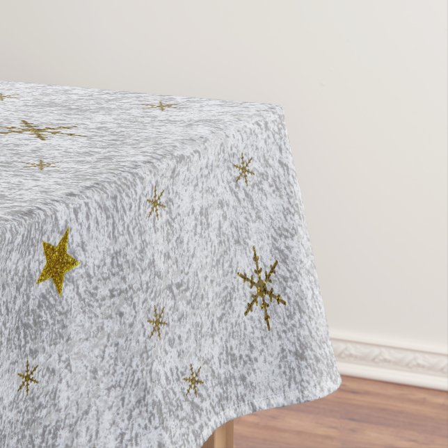 Abstraktes Silberpapier mit Goldstern, Mond Tischdecke (Beispiel)