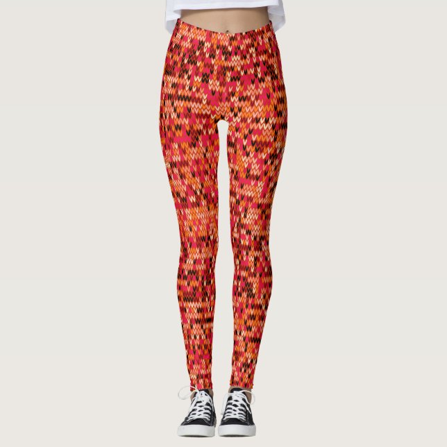 Abstraktes skandinavisches Muster in rotem Schatte Leggings (Vorderseite)