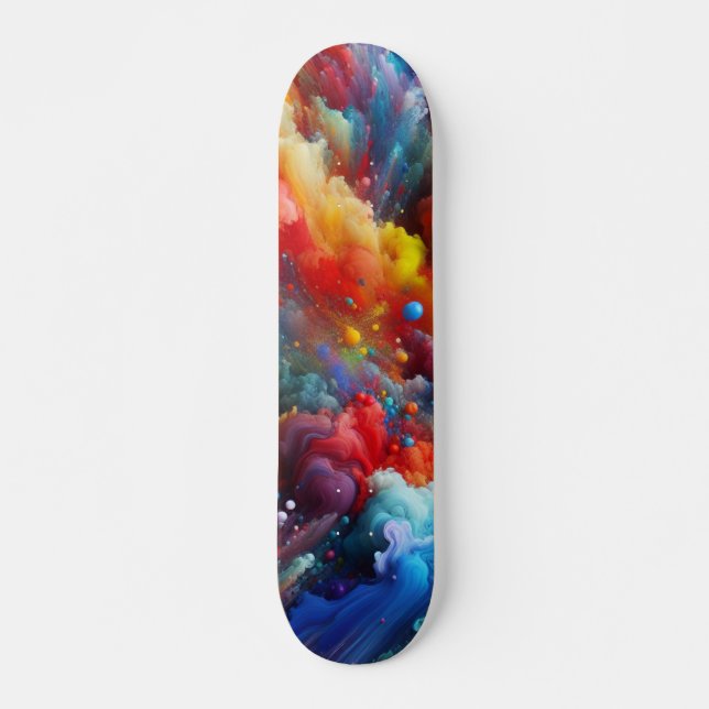 Abstraktes Skateboard für kosmische Farbburgen (Vorne)