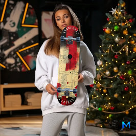 Abstraktes Skateboard mit roter und schwarzer Geom