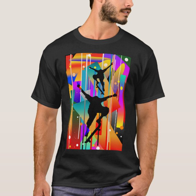 Abstraktes Skateboarding in geometrischer Form T-Shirt (Vorderseite)