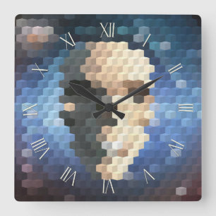 Abstraktes Skull Quadratische Wanduhr