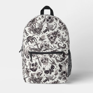 Abstraktes Skull Tattoo Muster Bedruckter Rucksack