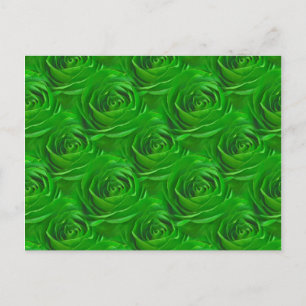 Abstraktes Smaragdgrün-Rose-Wallpaper-Muster Postkarte
