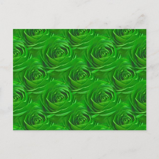Abstraktes Smaragdgrün-Rose-Wallpaper-Muster Postkarte (Vorderseite)