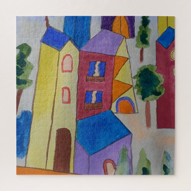 Abstraktes Sommerdorf Jigsaw Puzzle (Vertikal)