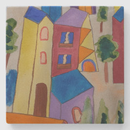 Abstraktes Sommerdorf Steinuntersetzer