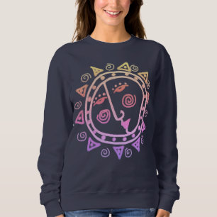 Abstraktes Sonnen-Gesicht Tragbare Kunst Sweatshirt