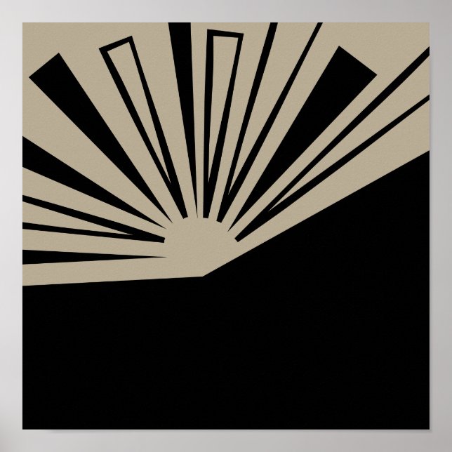 Abstraktes Sonnenuntergang Schwarz auf Tan Moderne Poster (Vorne)