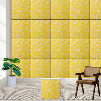 Abstraktes, sonniges Gelb Muster Keramik Tile Fliese