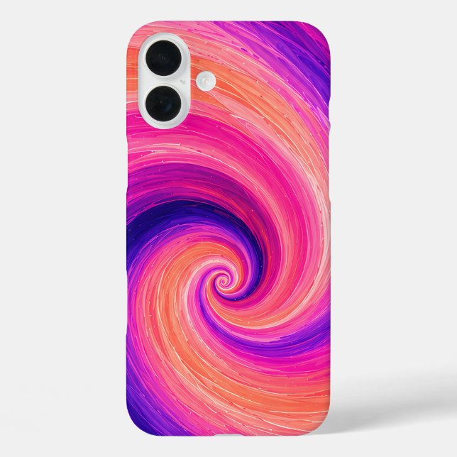 Abstraktes Spiral-Farbschwung-Muster iPhone 16 Plus Hülle (Rückseite)