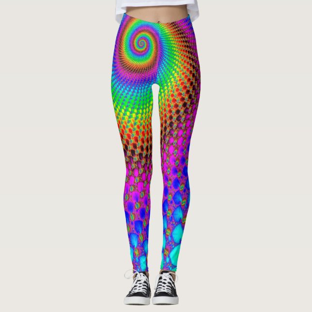 Abstraktes Spiral-Fraktal - neonfarbig Leggings (Vorderseite)