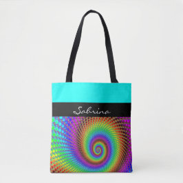 Abstraktes Spiral-Fraktal - neonfarbig Tasche