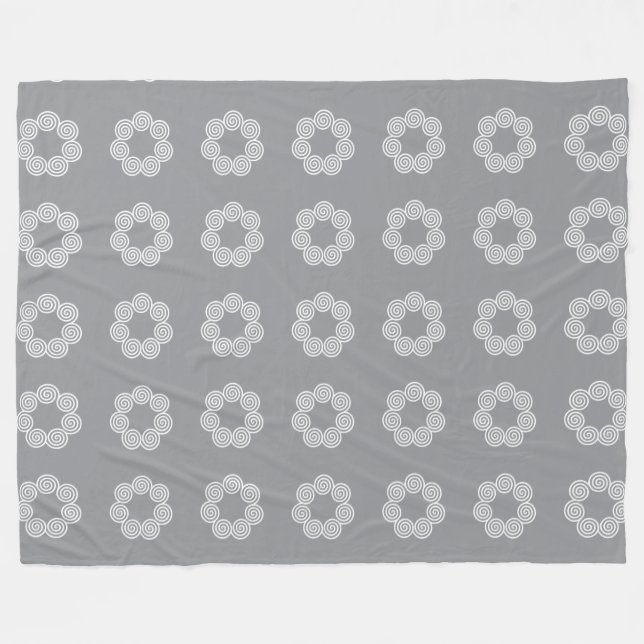 Abstraktes Spiralkreismuster auf Grau Fleecedecke (Vorderseite (Horizontal))