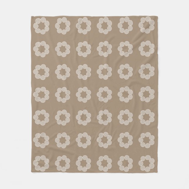 Abstraktes Spiralkreismuster auf Lucky Beige Fleecedecke (Vorderseite)