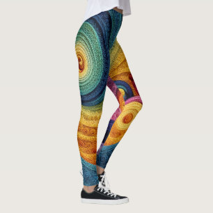 Abstraktes Spiralpattern Farbige 3D-Wirbeltextur Leggings