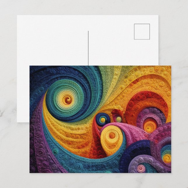 Abstraktes Spiralpattern Farbige 3D-Wirbeltextur Postkarte (Vorne/Hinten)