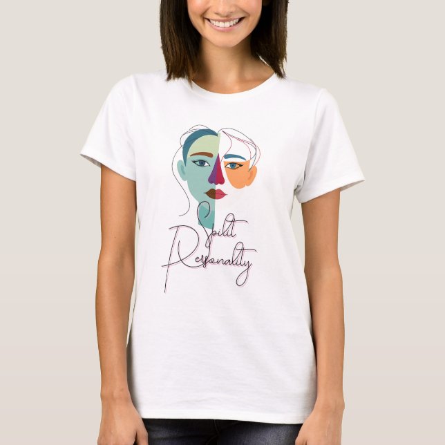 Abstraktes Split-Face-Portrait T-Shirt (Vorderseite)