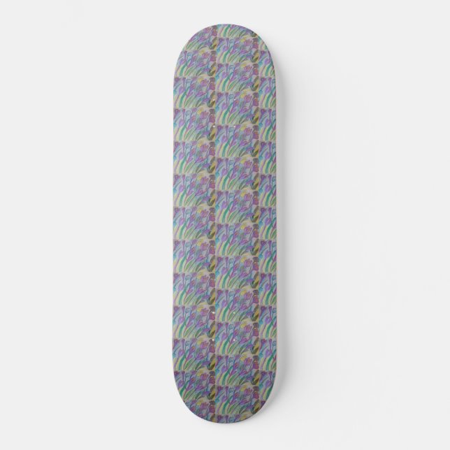 Abstraktes Spring Crocus Skateboard (Vorderseite)