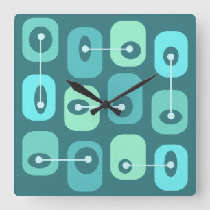 Abstraktes Squishy Cubes Türkis Quadratische Wanduhr