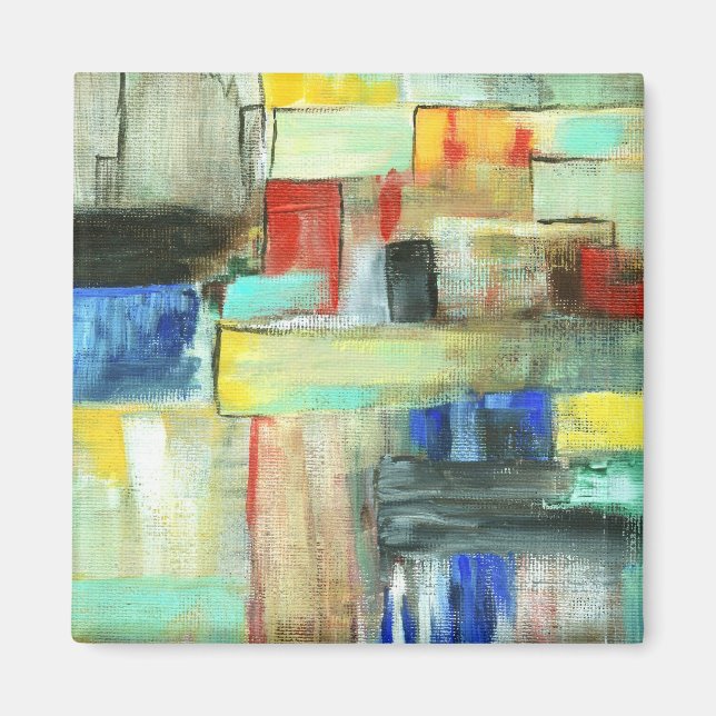 Abstraktes Stadtbild Malerei Magnet (Vorne)