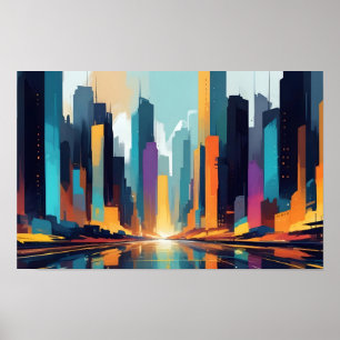 Abstraktes Stadtbild Moderne Architektur Hintergru Poster