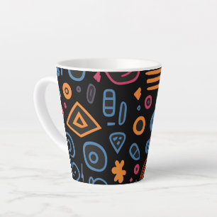 Abstraktes Stammes-Doodle-Neon-Geometrisch-Schwarz Milchtasse