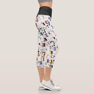Abstraktes Stammes-Maya-Altgesichter-Muster 1 Capri Leggings